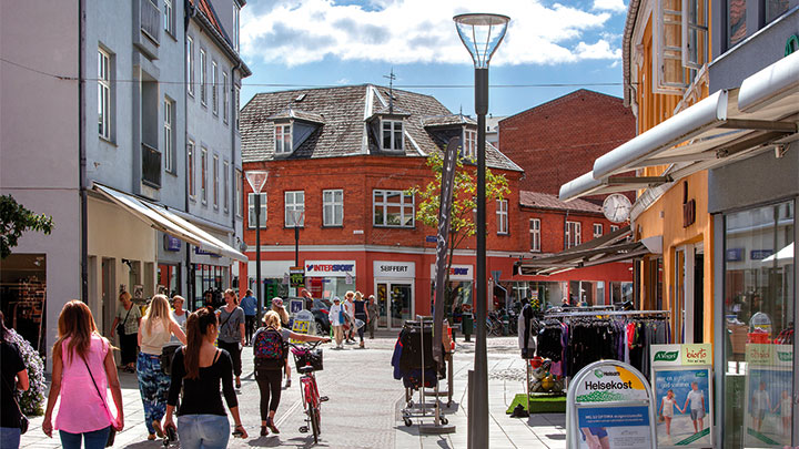 A street at Couvin, Belgium well-lit with Philips Metronomis LED