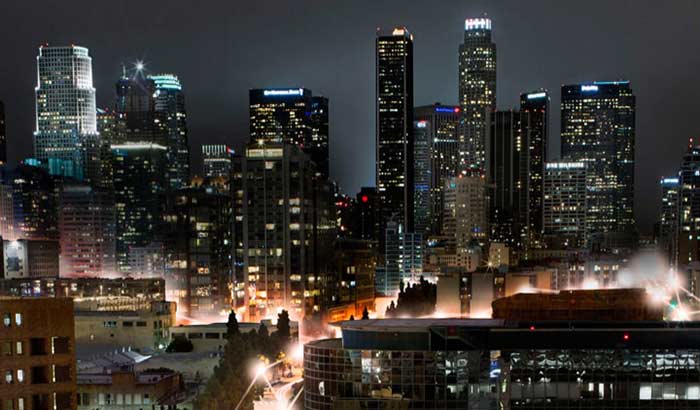 Los Angeles colorfully illuminated at night Los Angeles