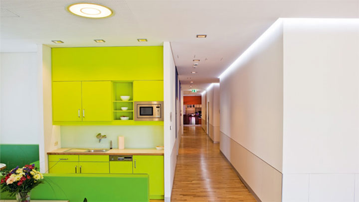 Colorful and calming environment of Altona Children's Hospital illuminated by Philips lighting