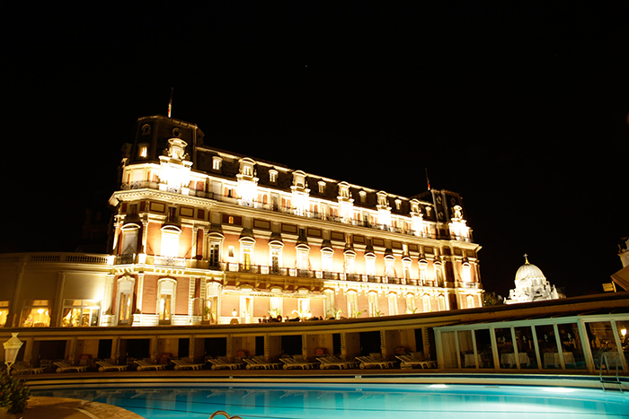 View of Hôtel du Palais illuminated by Philips Lighting and Axente 