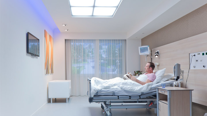 Philips Lighting’s HealWell is a complete patient room lighting system that improves the patient experience