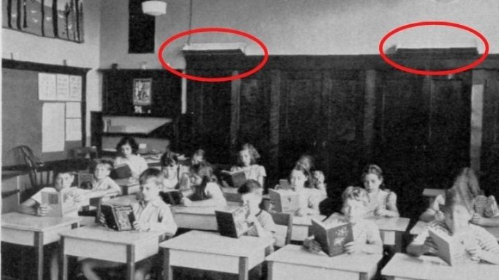 UV-C luminaires in a Philadelphia classroom in the 1930s